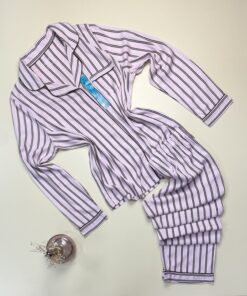 Pyjama boutonné manche longue " Rose à rayures " -PRIMARK-