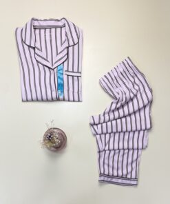 Alternative view of Pyjama boutonné manche longue " Rose à rayures " -PRIMARK-
