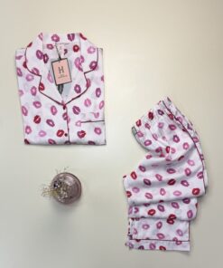 Alternative view of Pyjama boutonné en satin manche longue " Rose " -H-