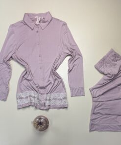 Alternative view of Pyjama boutonné manche longue " Bois de rose  " -H-