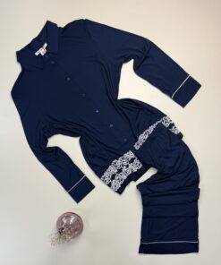 Pyjama boutonné manche longue " Bleu nuit " -H-