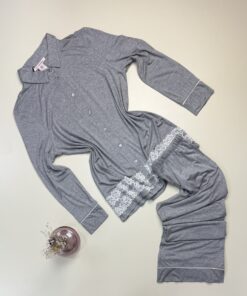 Pyjama boutonné manche longue " Gris " - H -