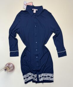 Alternative view of Chemise de nuit " Bleu nuit " -H-