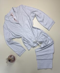 Pyjama boutonné manche longue 100% coton " Gris " -H-