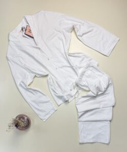 Pyjama boutonné manche longue 100% coton " Blanc " -H-