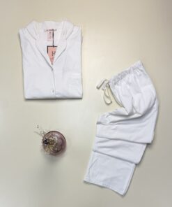 Alternative view of Pyjama boutonné manche longue 100% coton " Blanc " -H-