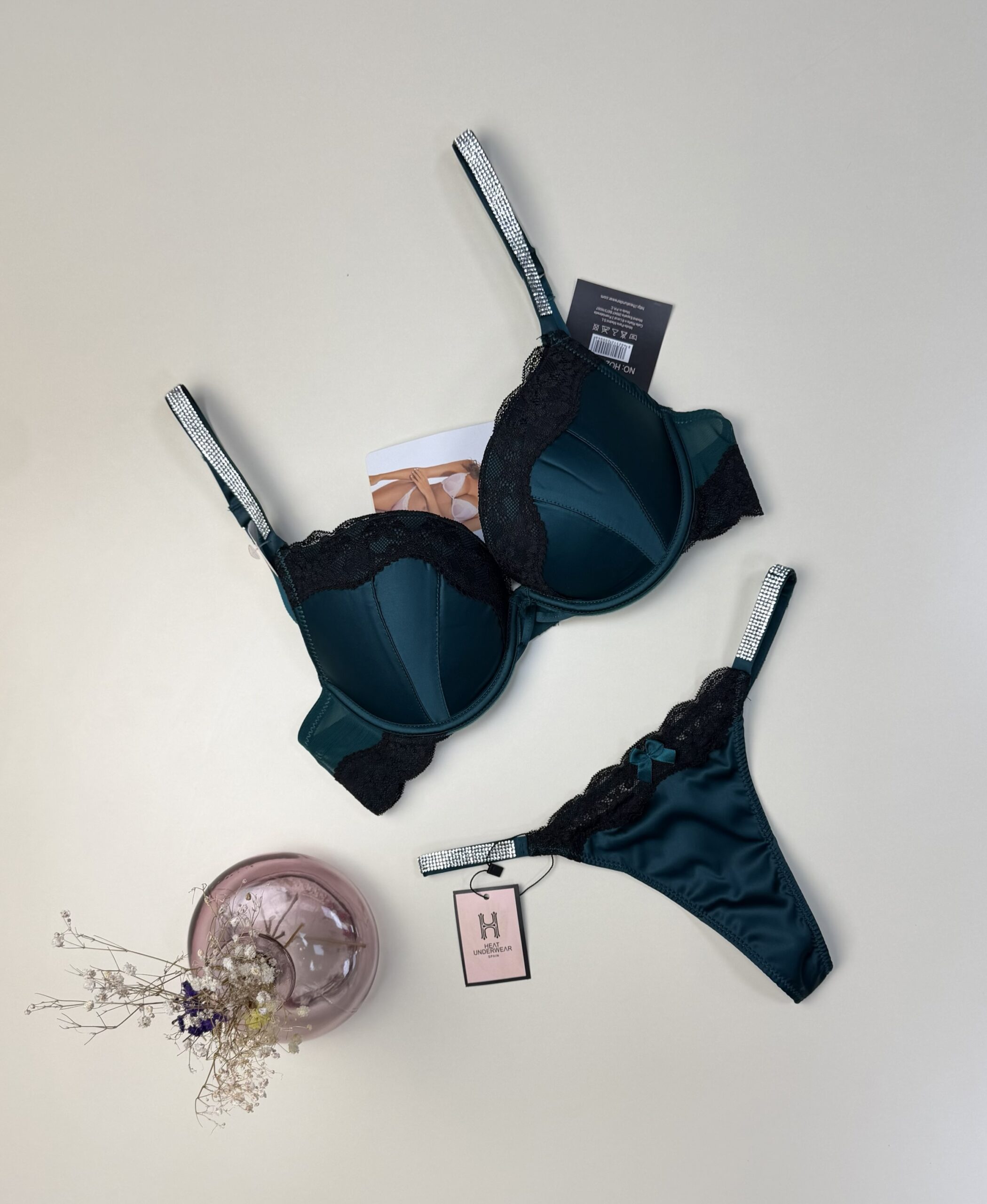 Ensemble 2pcs en satin  » Vert   » -H-