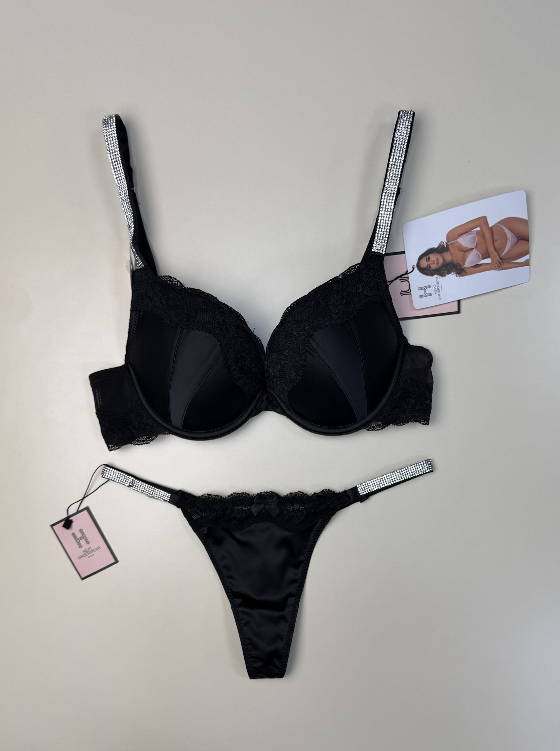 Ensemble 2 pcs en satin " Noir " -H- – Image 3