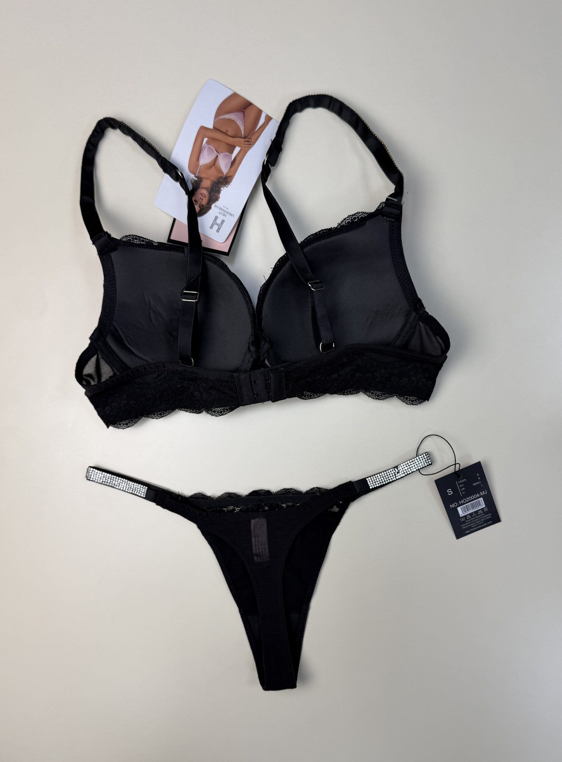 Ensemble 2 pcs en satin " Noir " -H- – Image 2