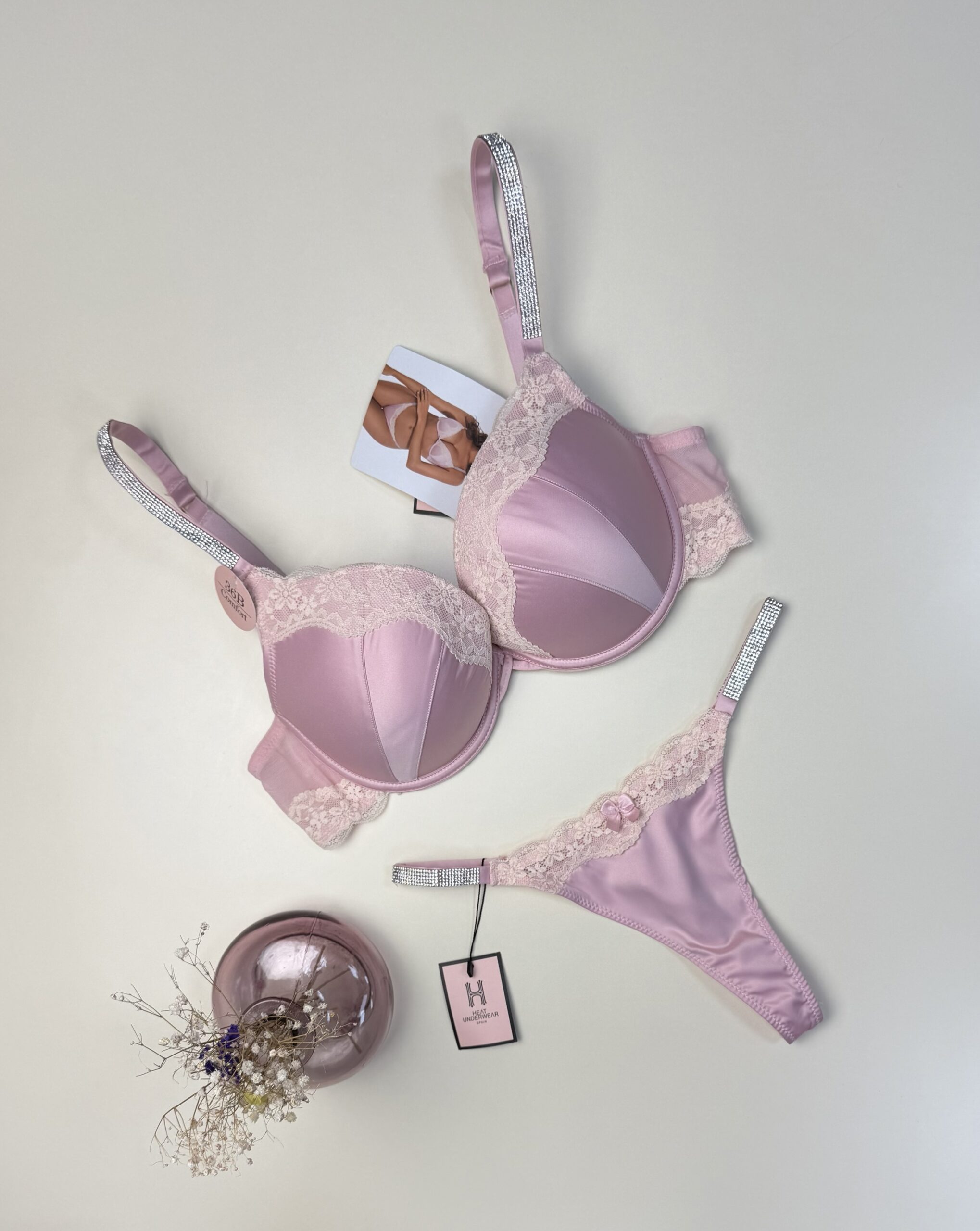 Ensemble 2pcs en satin  » Rose  » -H-