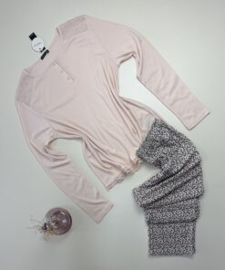Pyjama pantalon haut manche longue - Tress - Coton " Beige "