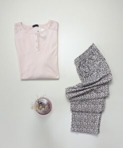 Alternative view of Pyjama pantalon haut manche longue - Tress - Coton " Beige "
