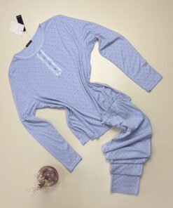 Pyjama pantalon haut manche longue - Tress - Coton " Bleu "