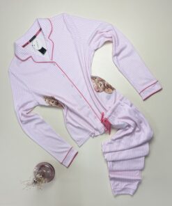 Pyjama boutonné haut manche longue - Tress - Coton " Rose "