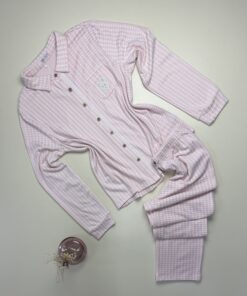 Pyjama boutonné haut manche longue - Tress - " à carreaux rose "