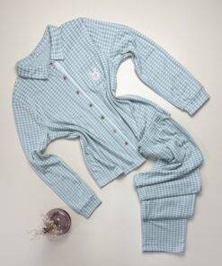 Pyjama boutonné haut manche longue - Tress - " a carreaux vert "