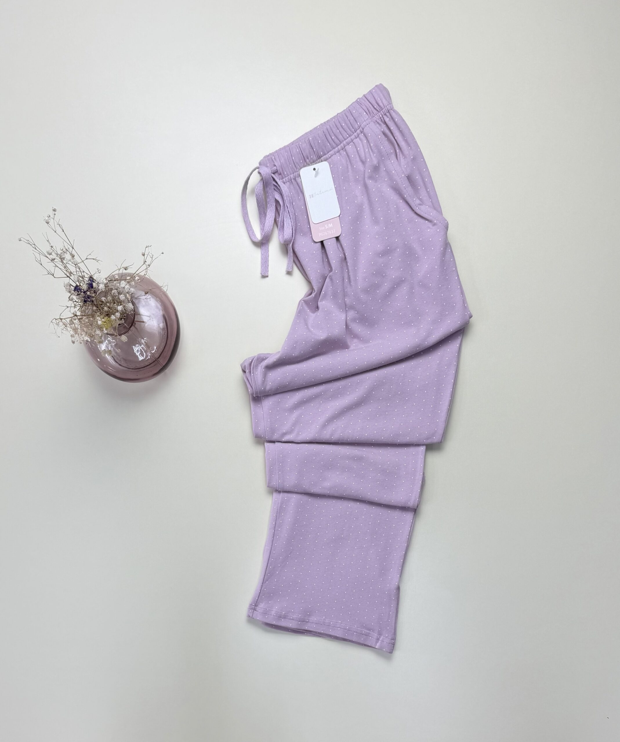 Bas de pyjama - Tress - Coton " Rose à petit point "