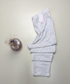 Bas de pyjama - Tress - coton  " Rose à fleurs "