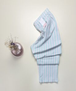 Bas de pyjama - Tress - coton " Bleu à rayures rose "