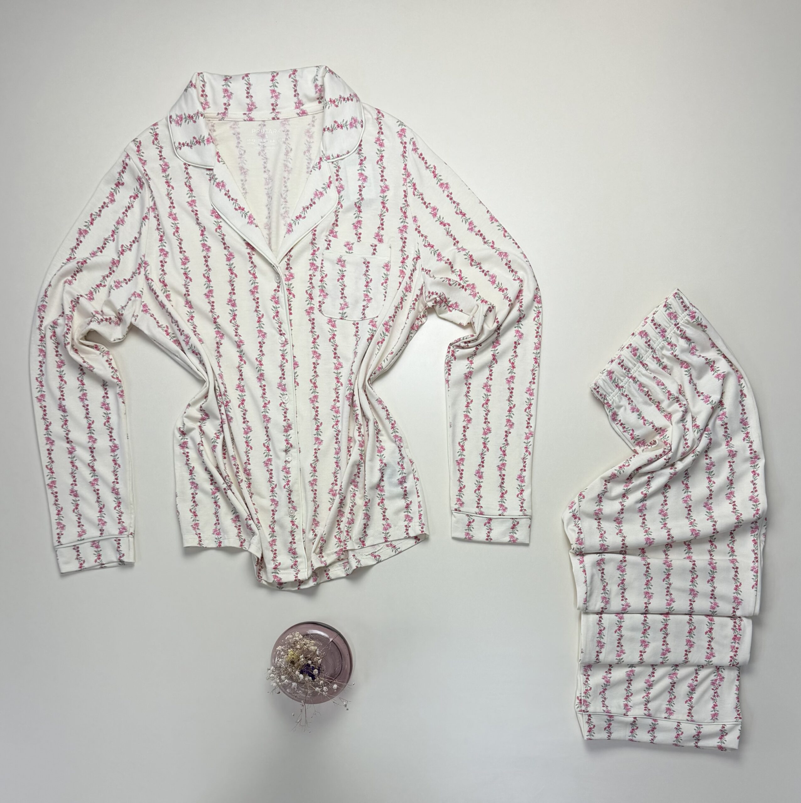 Pyjama boutonné Primark " à fleurs rose "