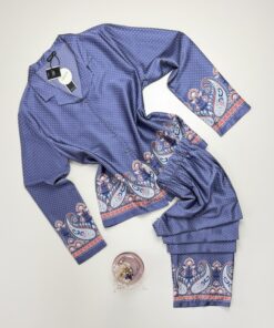 Alternative view of Pyjama boutonné en satin "Bleu" -TRESS-