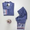 Pyjama boutonné en satin "Bleu" -TRESS-