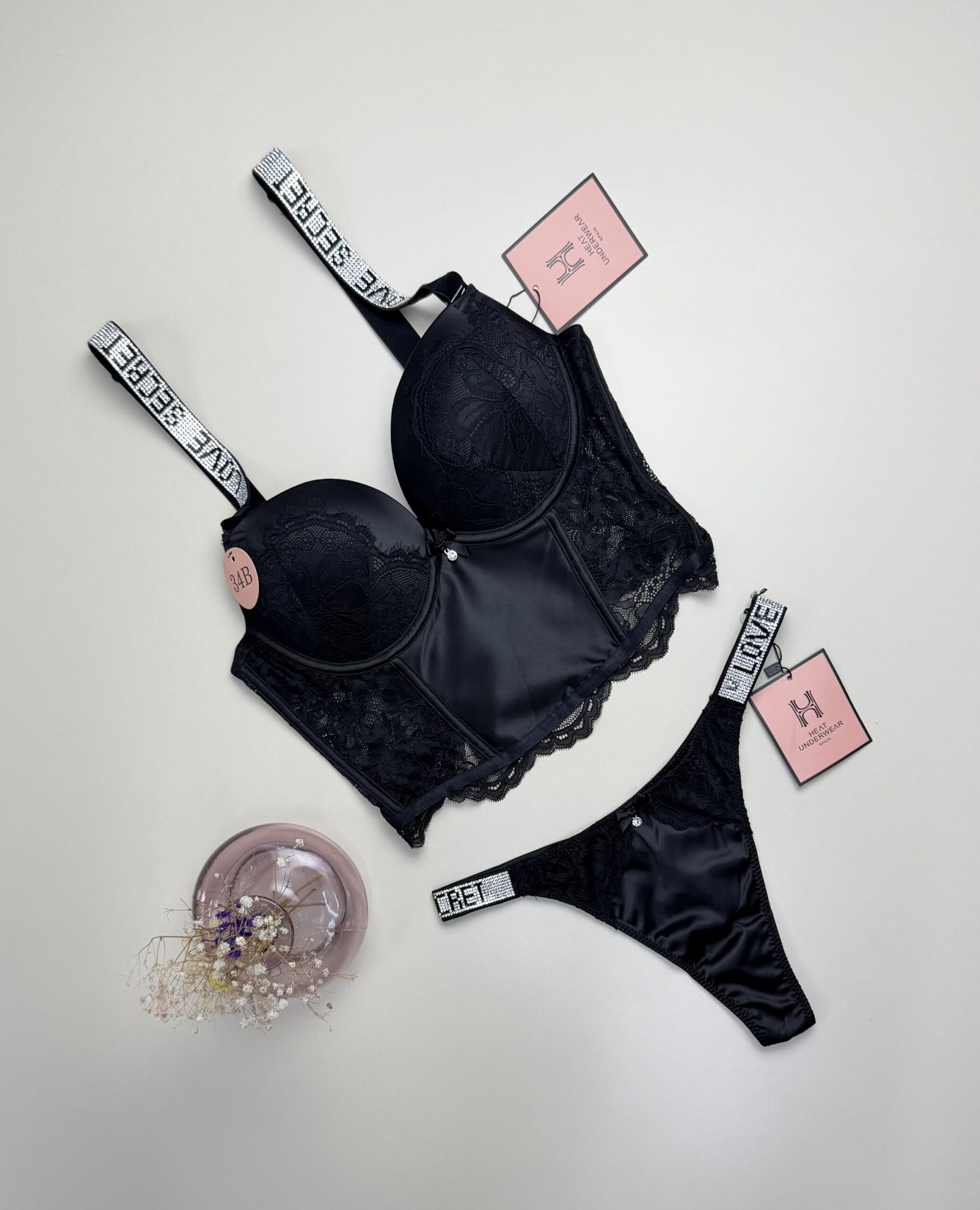 Ensemble corset H " Noir " Double éponge