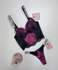 Ensemble corset H " Aubergine " Double éponge