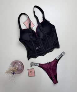 Alternative view of Ensemble corset H " Aubergine " Double éponge
