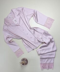 Pyjama boutonné en satin " Rose clair " -H-