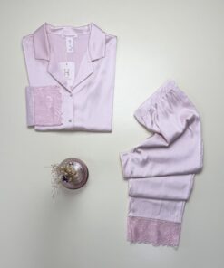 Alternative view of Pyjama boutonné en satin " Rose clair " -H-