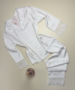 Pyjama boutonné en satin " Blanc " -H-