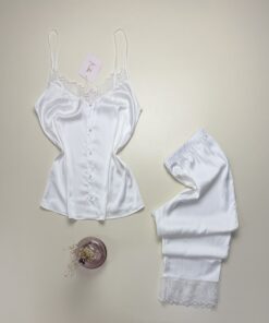 Bustier pantalon en satin " Blanc " -H-