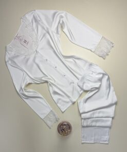 Pyjama boutonné en satin " Blanc " -H-