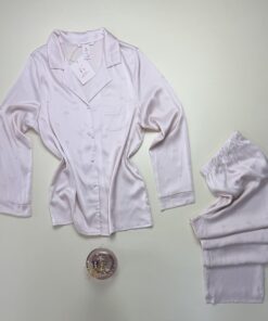 Pyjama boutonné en satin " Rose " -H- – Image 3