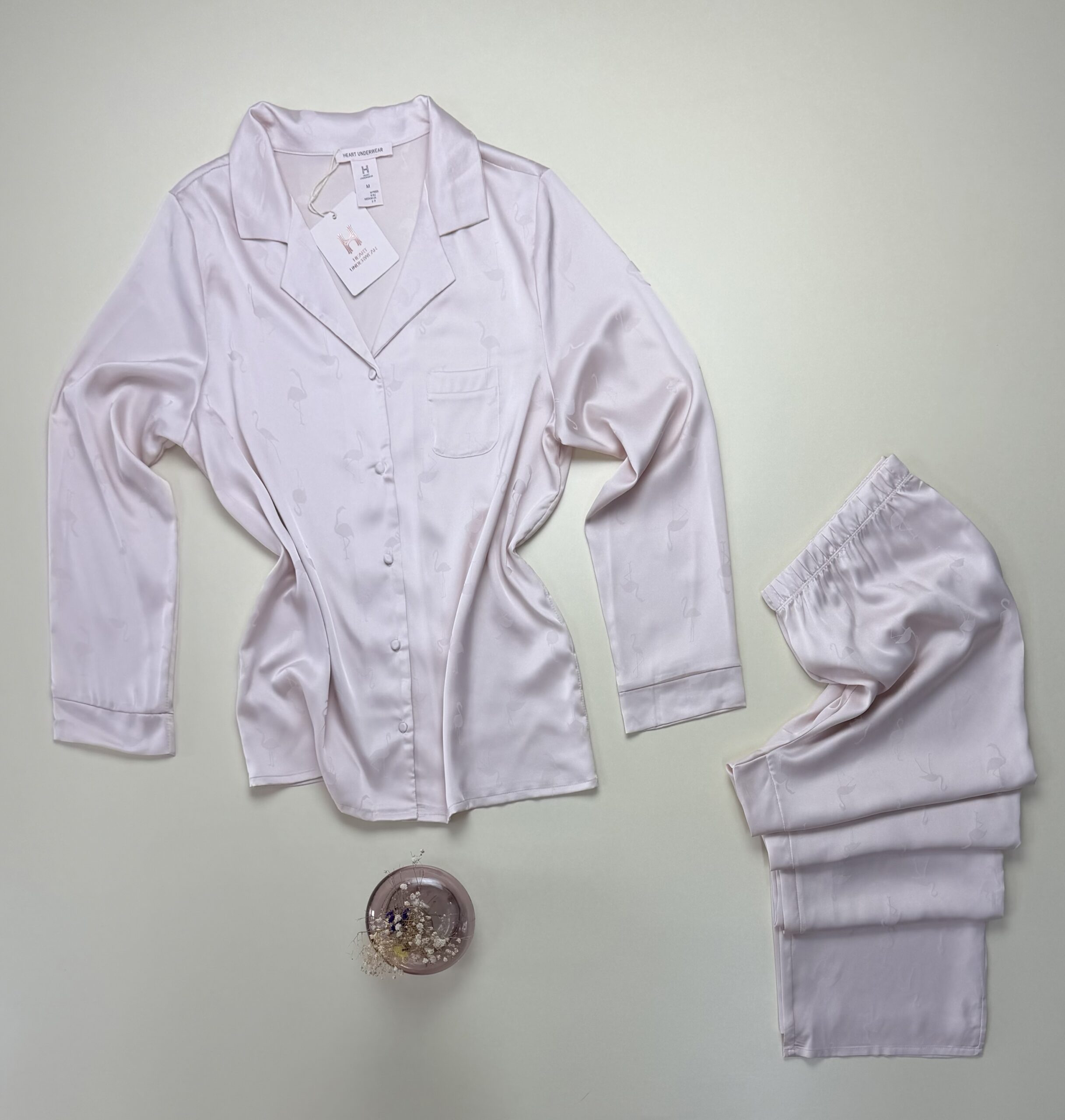 Pyjama boutonné en satin " Rose " -H- – Image 3