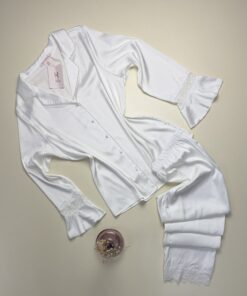 Pyjama boutonné en satin " Blanc " -H-