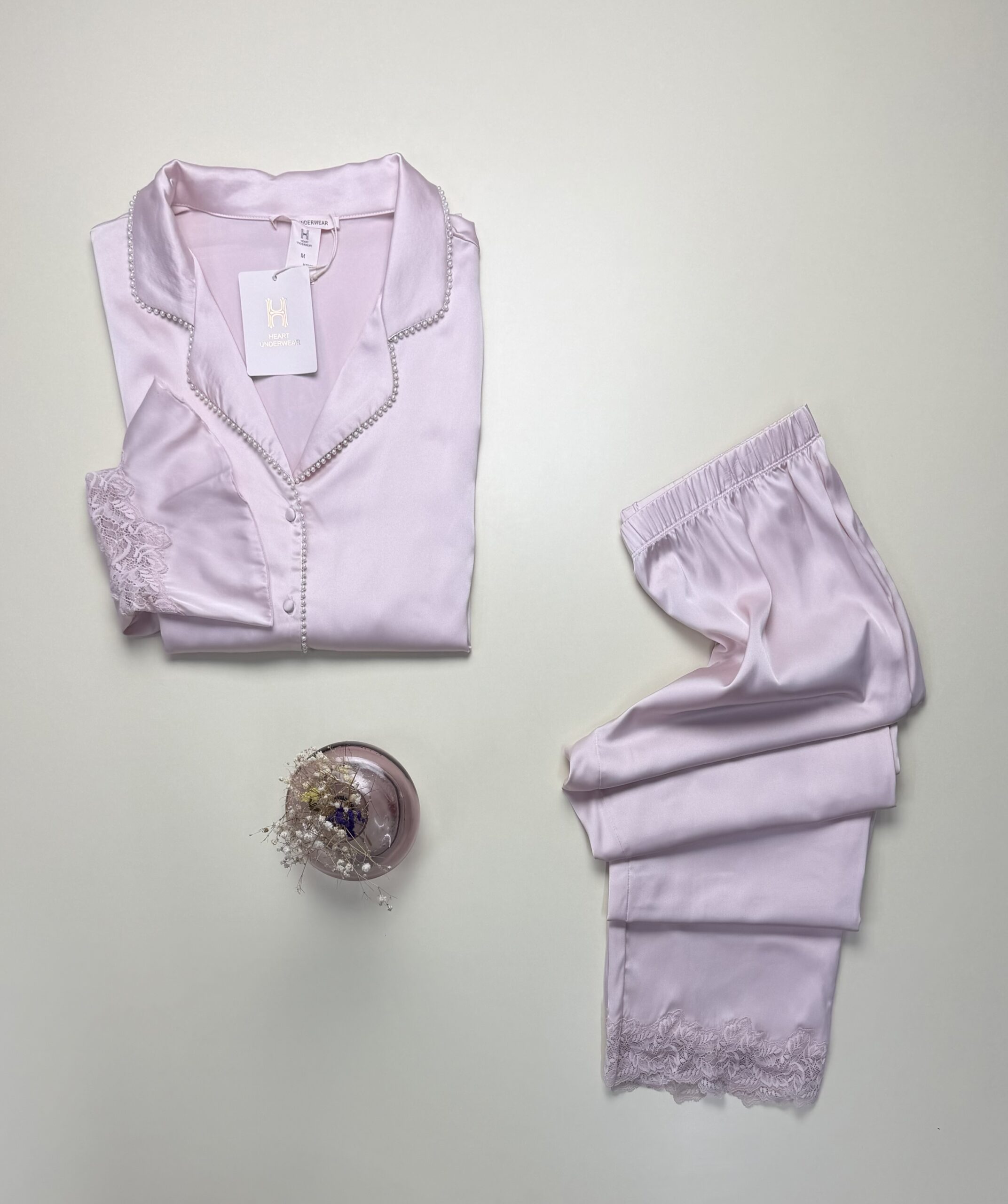 Pyjama boutonné en satin " Rose " -H- – Image 2
